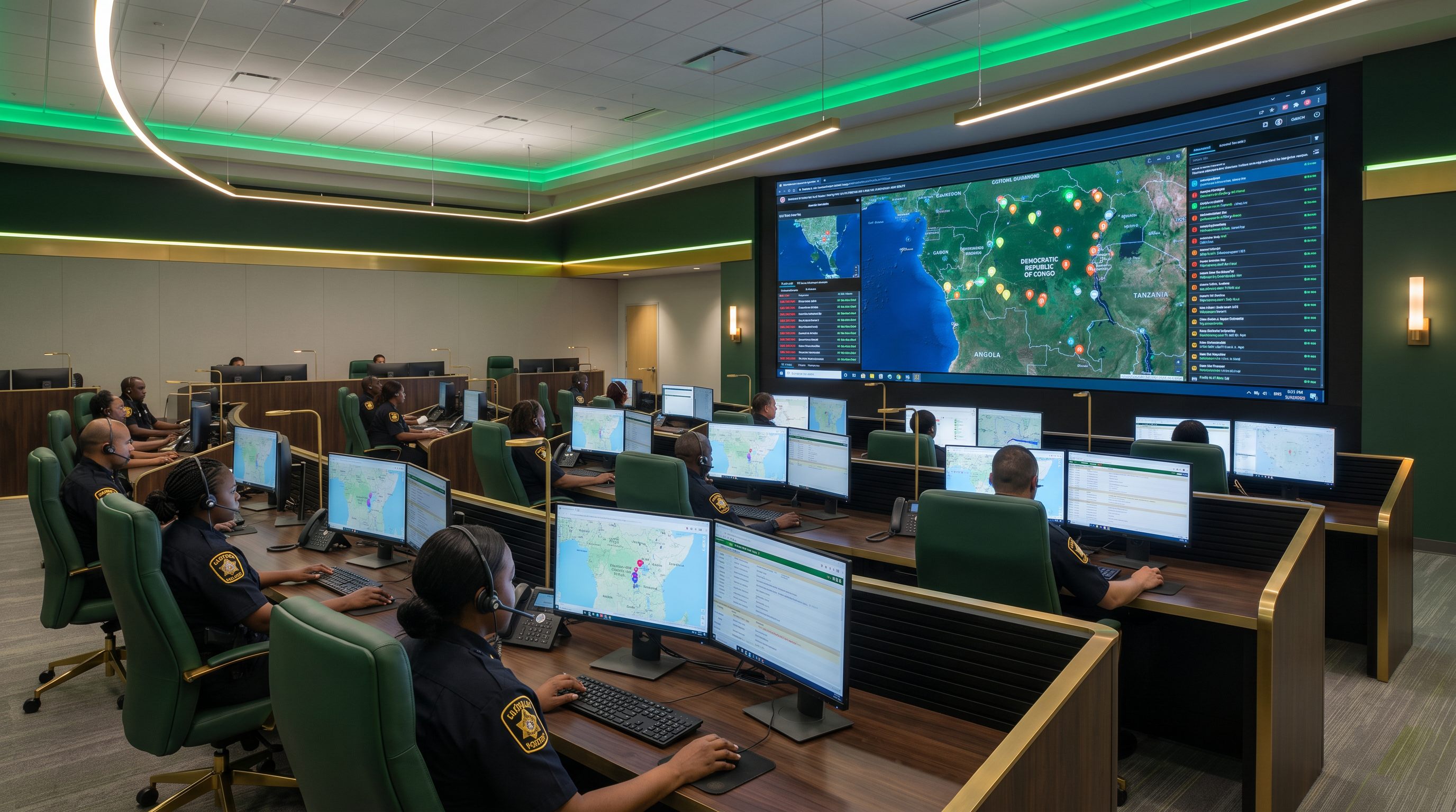 Operations floor with wall map